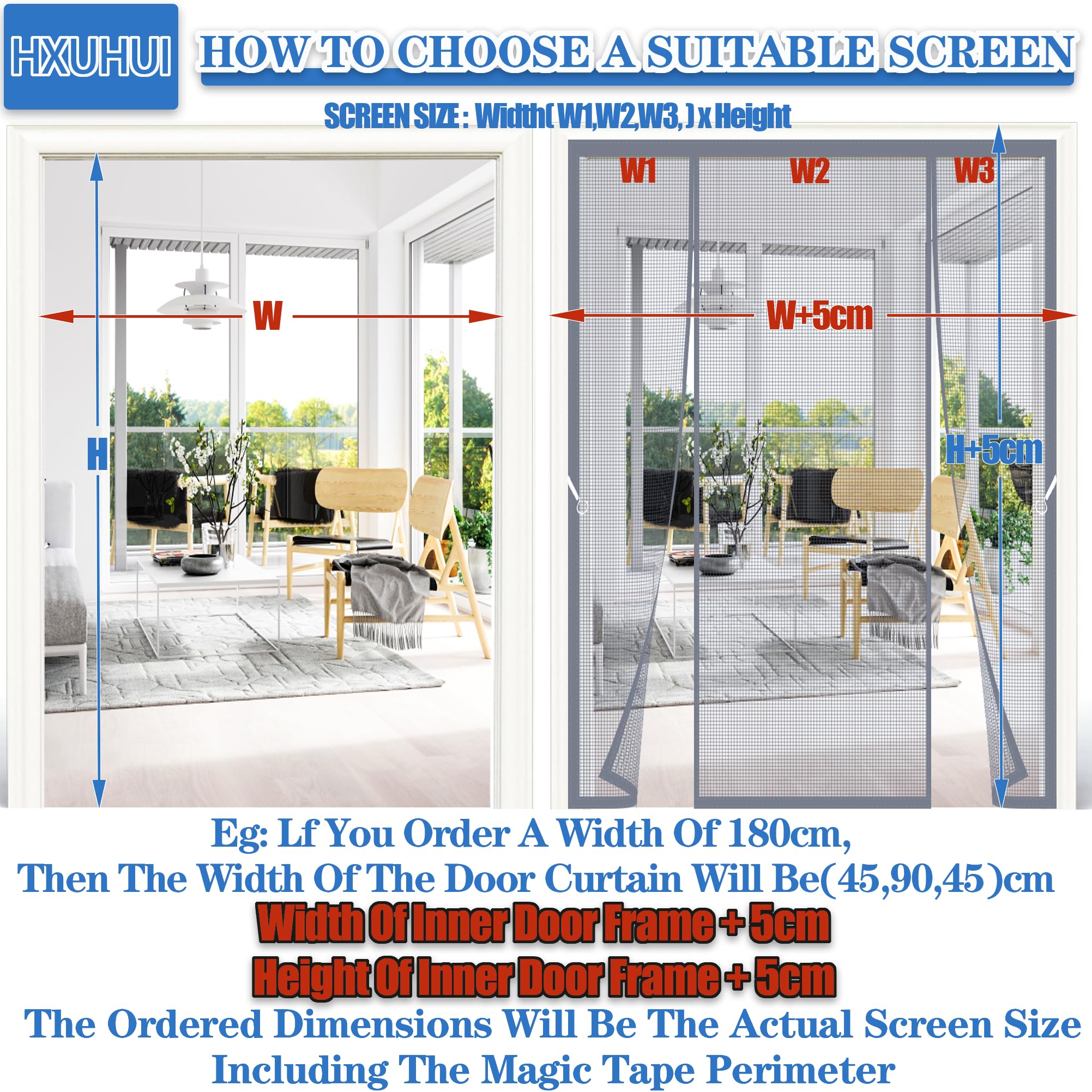 Mosquitera Puertas Abatibles Dobles 350x250cm Cinta adhesiva de full frame que asegura un sellado completo sin huecos para Diseñado para cerramientos de cristal y balcones gran formato Gris