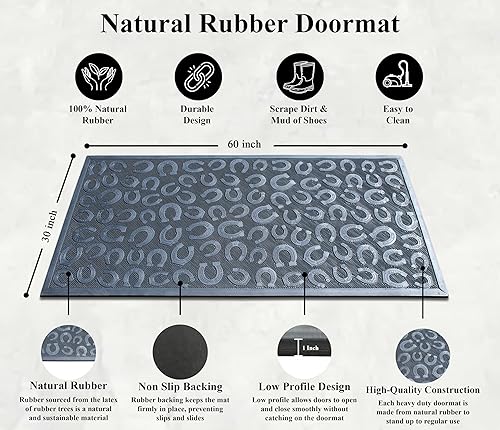 Miniatura 3 de A1 HOME COLLECTIONS A1HC - Tapetes de goma con diseño de herradura de 30 x 60 pulgadas para puerta de entrada, tapete de diseño divertido, tapetes