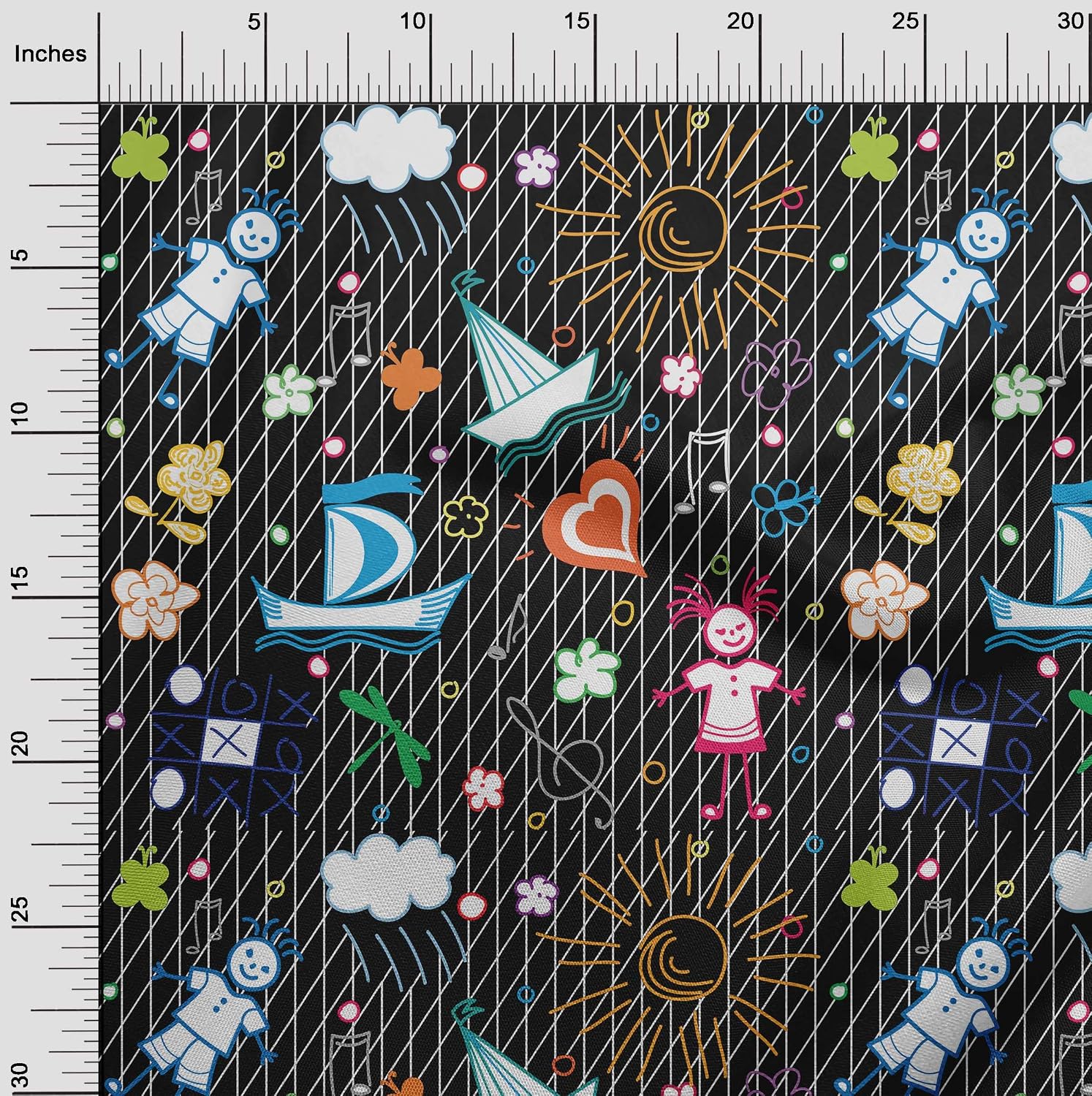 oneOone Cotton Flex Black Fabric Kids Quilting Supplies Print Sewing Fabric by The Yard 40 Inch Wide-7151