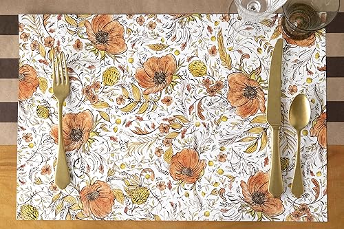 Miniatura 2 de Manteles individuales de papel de Acción de Gracias para mesa de comedor, manteles individuales cuadrados de papel desechables para otoño, temporada