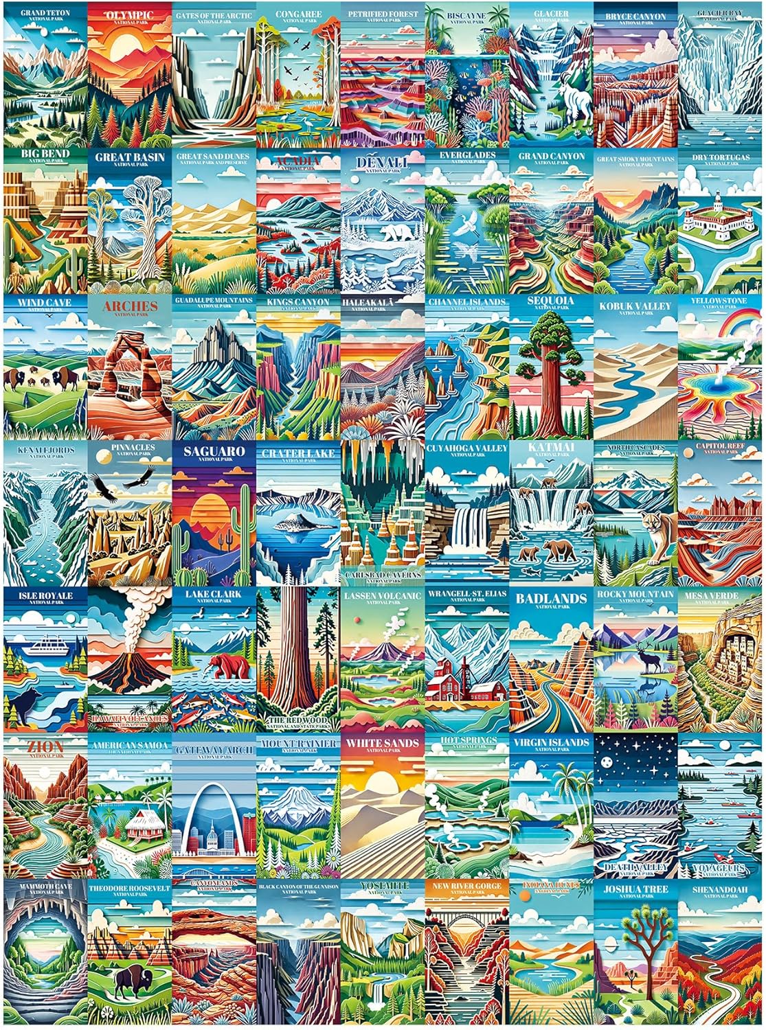 ALL4JIG Rompecabezas de 1000 piezas con diseño de recortes de papel del Parque Nacional para adultos y niños, regalo de Papá Noel secreto, regalo de