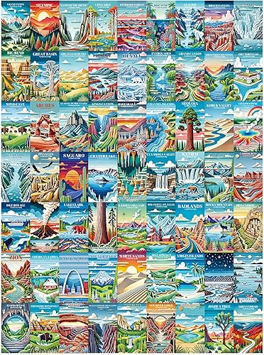 ALL4JIG Rompecabezas de 1000 piezas con diseño de recortes de papel del Parque Nacional para adultos y niños, regalo de Papá Noel secreto, regalo de