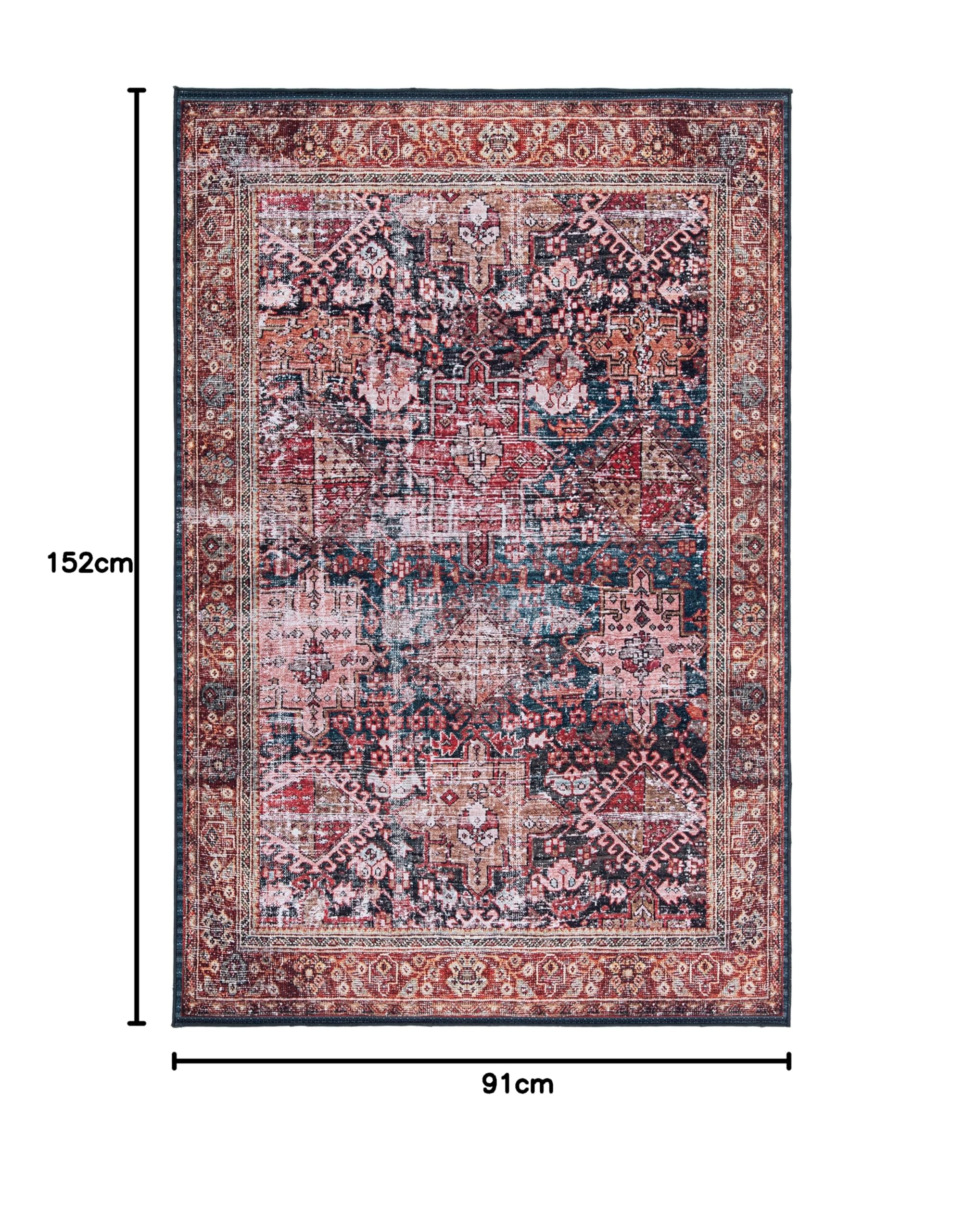 Tapis Safavieh Tucson Lavable En Machine - Gris Clair Et Rouille, 90x150 Cm, Antidérapant, Idéal Pièces De Vie - 12
