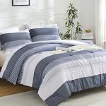 Litanika Pink Comforter Set Queen, 3 Pieces Blush White Colorblock Lightweight Bedding Comforter Set