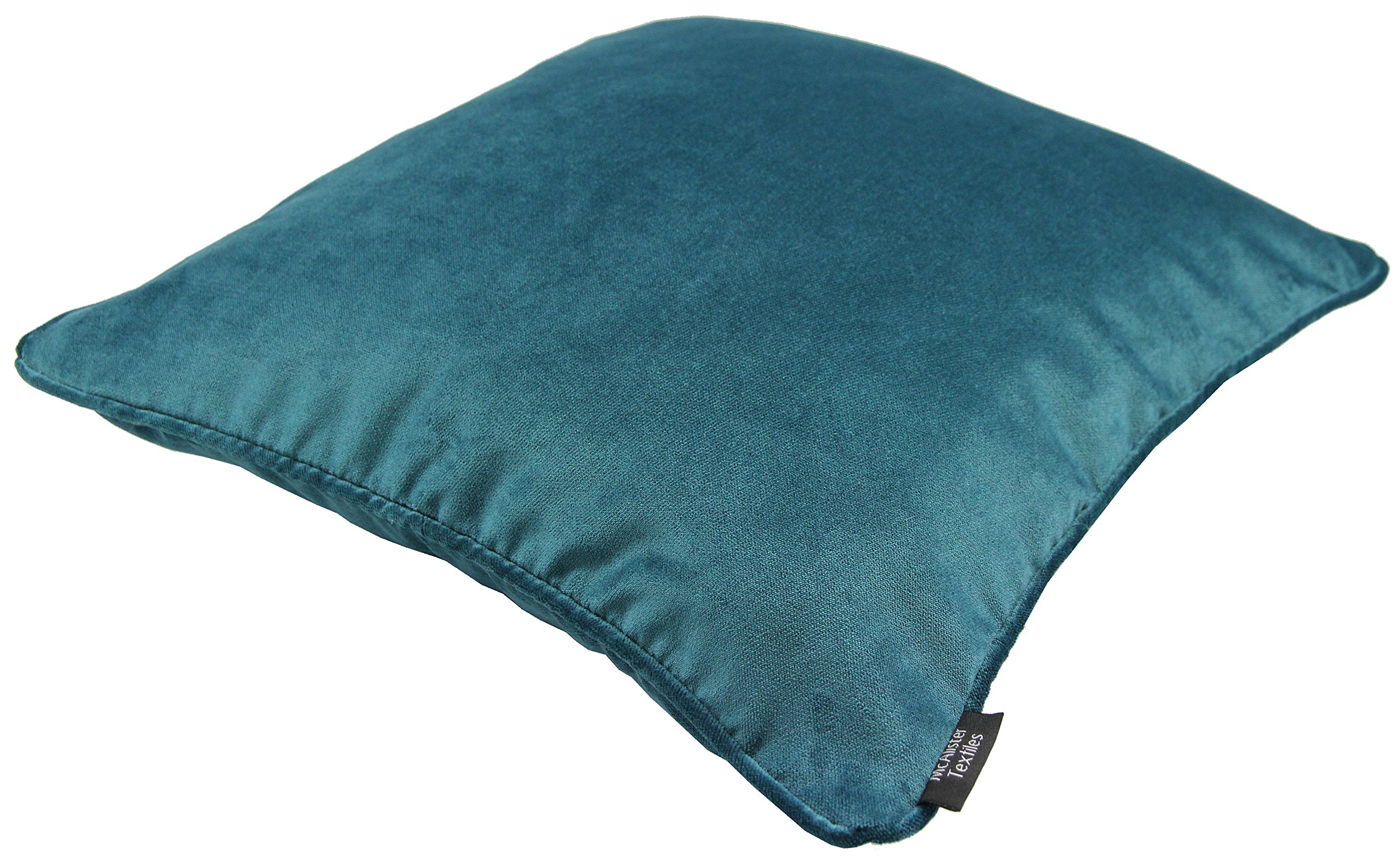 McAlister Textiles Matt Velvet Piped Cushion Covers - Teal Blue 43x43 Cm - 17x17 Inches - Plush Decorative Throw Pillows Machine Washable & Fade Resistant