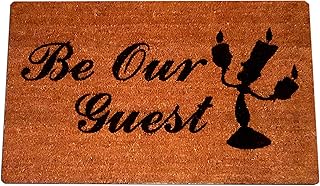 Beauty and The Beast Lumiere Be Our Guest Welcome Laser Engraved Coir Fiber Doormat 30â€ x 18â€