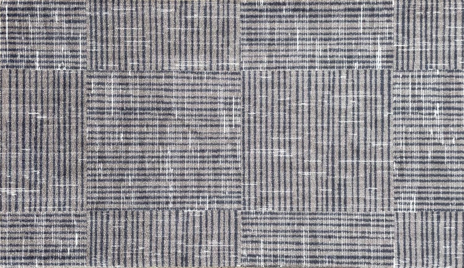 Wash+Dry Canvas Taupe One-Piece Washable Rug with Rubber Backing, Large Door Mat for Entryway, Non-Slip Indoor Doormat, Washable Entryway Rug, Kid Friendly and Pet Friendly, Tan and Blue, 27.5” x 47”