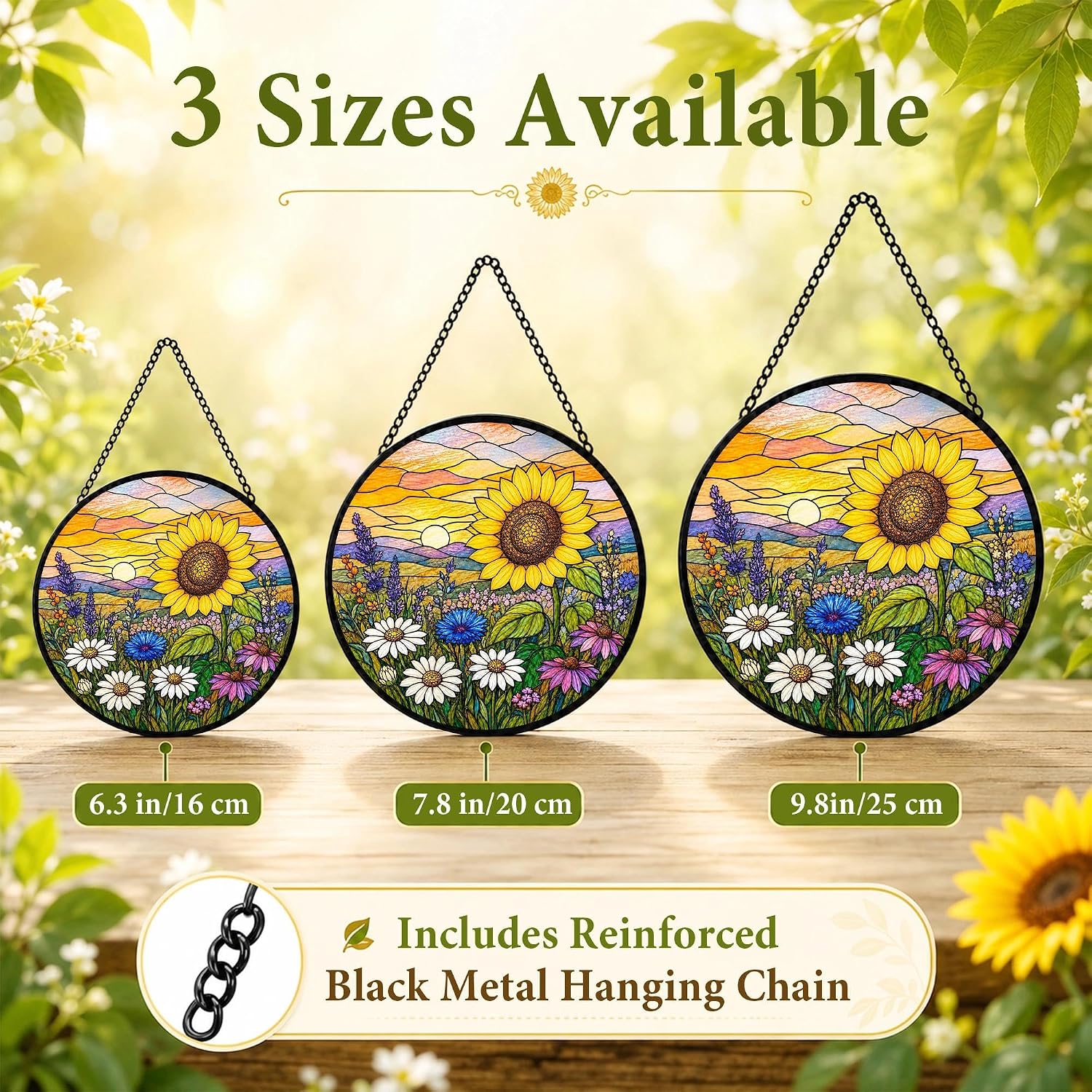Sunflower Gifts for Mom Grandma Suncatcher Stained Glass Window Hanging