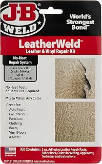 J-B Weld 2130 LeatherWeld Vinyl & Leather Repair Kit, 3oz Black - Fix Tears, Rips, Cracks in Seats, Jackets, Furniture