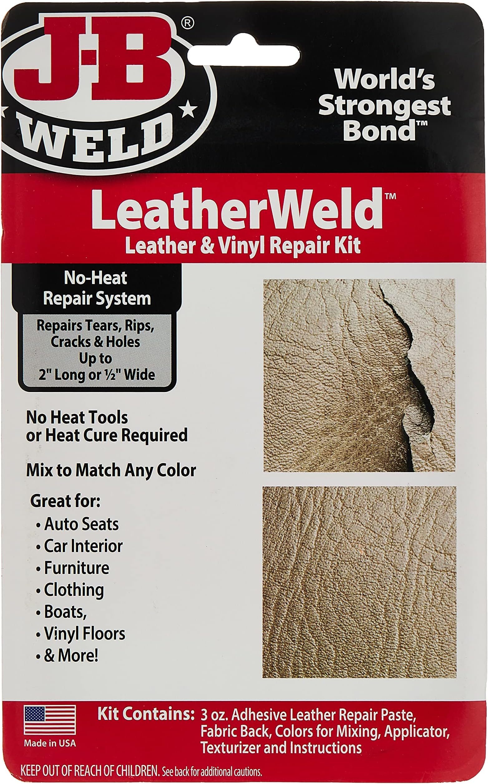 J-B Weld 2130 Vinyl and Leather Repair Kit, 3 oz, Black