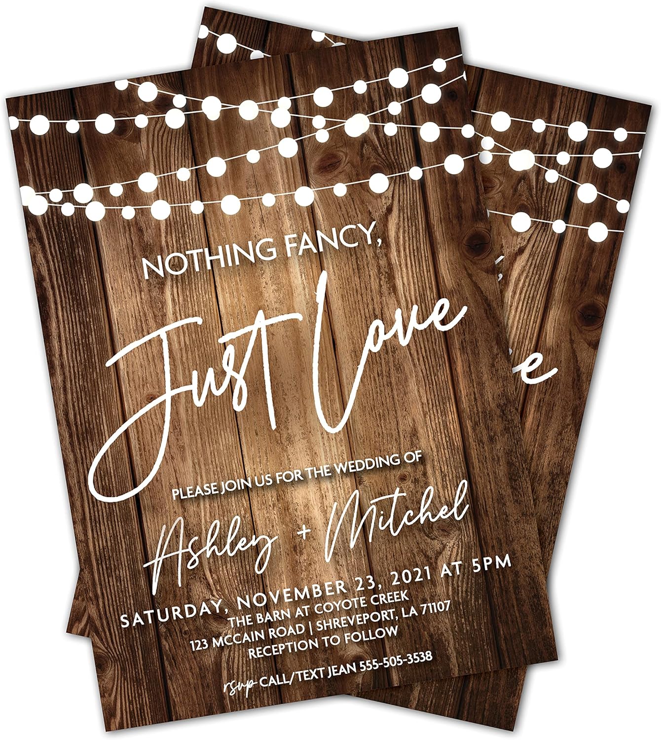 Nothing Fancy, Just Love | Rustic Wedding Invitation | Simple Wedding Invites | 25 printed 5x7 invites and envelopes