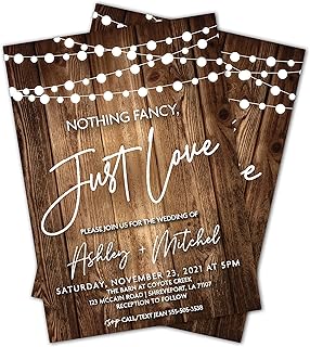 Nothing Fancy, Just Love | Rustic Wedding Invitation | Simple Wedding Invites | 25 printed 5x7 invites and envelopes