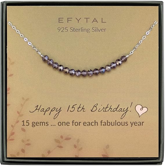 Amazon Efytal 15歳の誕生日 彼女へのギフト スターリングシルバーネックレス ビーズ15個 15歳の女の子向け キンセアニェーラギフト ネックレス 通販