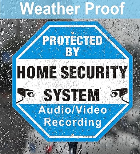 Miniatura 6 de Paquete de 2 letreros de aluminio de 12 x 12 pulgadas con estacas de metal de 36 pulgadas, letrero de advertencia de grabación de audio y video,