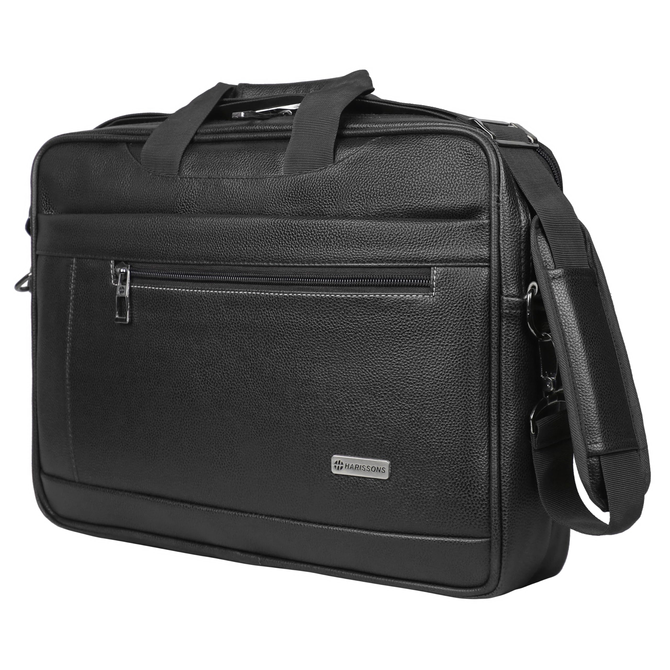 HARISSONS Rendition 12L Vegan Leather Water Resistant Crossbody Laptop Messenger Bag for Men & Women | 15.6" Laptop Compartment, Quick Pocket Access & Detachable Shoulder Straps (Black) (B0CXJ1KTX8) Amazon Price History, Amazon Price Tracker