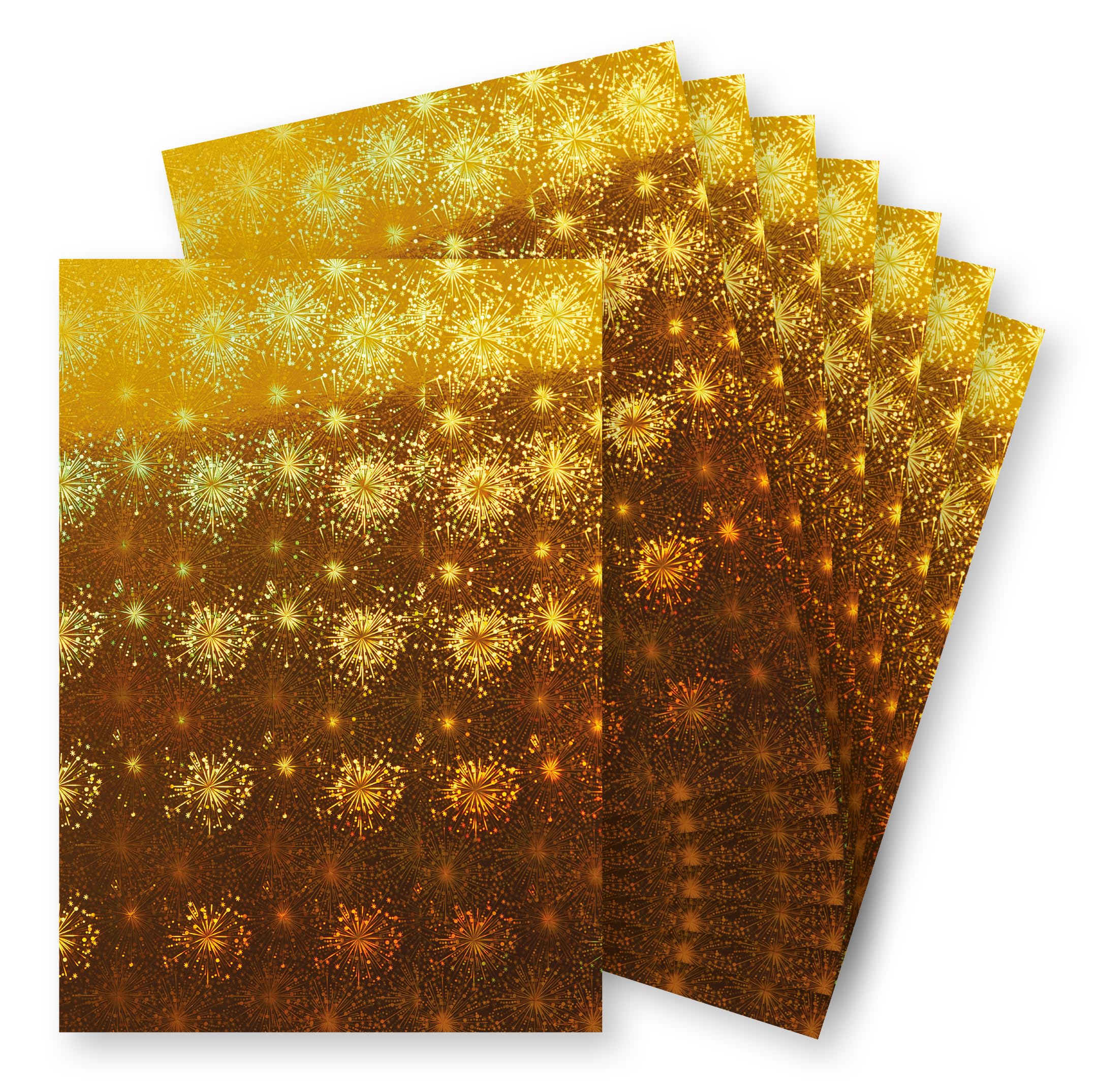 Springboard A4 Holographic Card Sheets - 230gsm Cardstock for Card Making - Holographic Card Compatible w/Die-Cutting Machines - Sparkly Craft Supplies - Gold (Fireworks) - 10-Pack