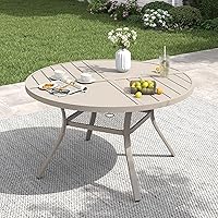Vista 20 de Mesa de comedor para exterior, mesa cuadrada para terraza con orificio para sombrilla