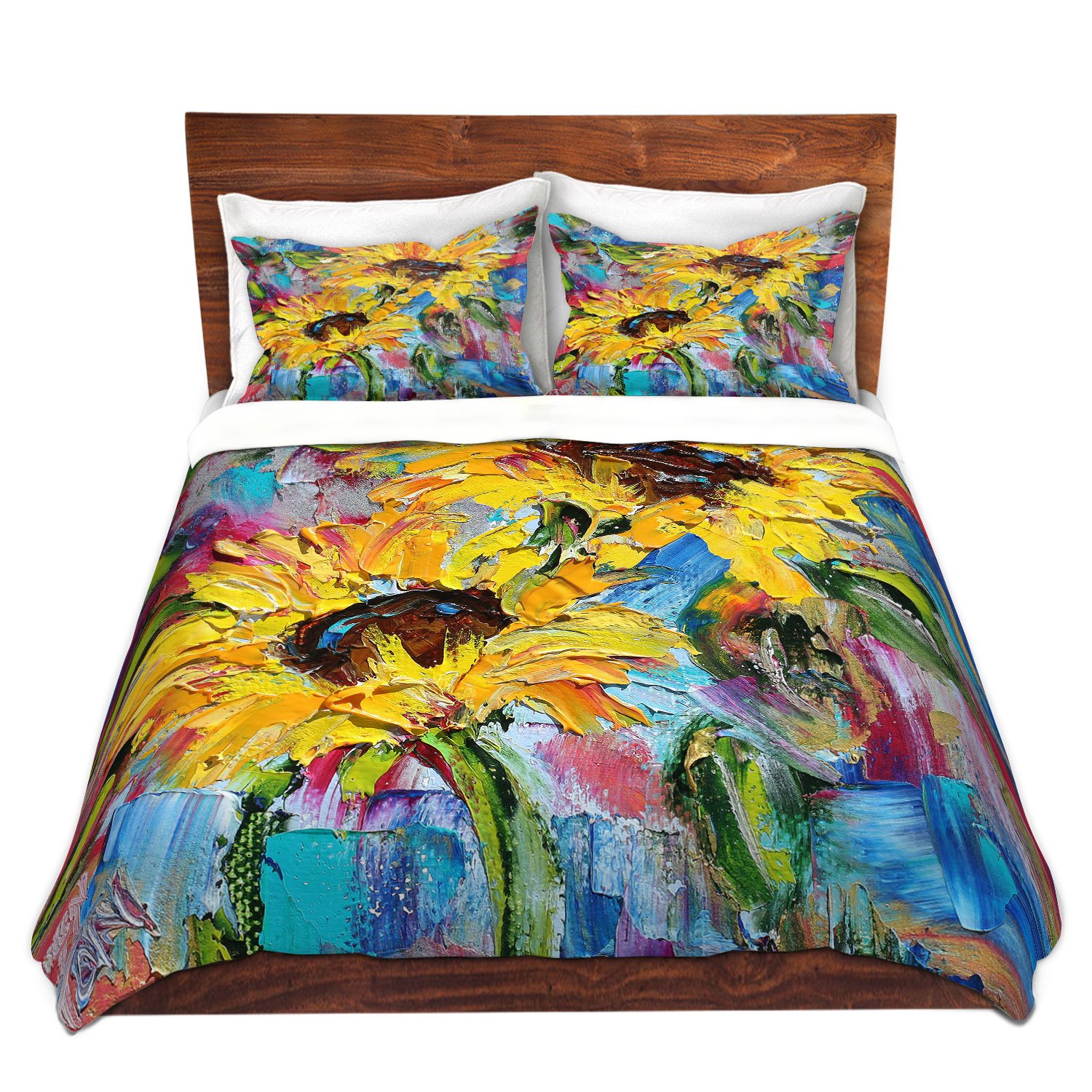 Dia Noche DVTW-KarenTarltonSunflowerJoy6 Duvet Cover Brushed Twill, Twin Sham Set
