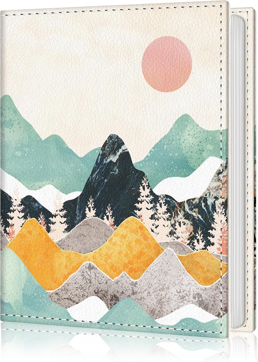 Photo Album 4x6, 56 Pockets Small Picture Book Aesthetic Mountain Sunset, Personalized Large Capacity Mini PU Leather Picture Album Gift for Family Graduation Wedding Travel