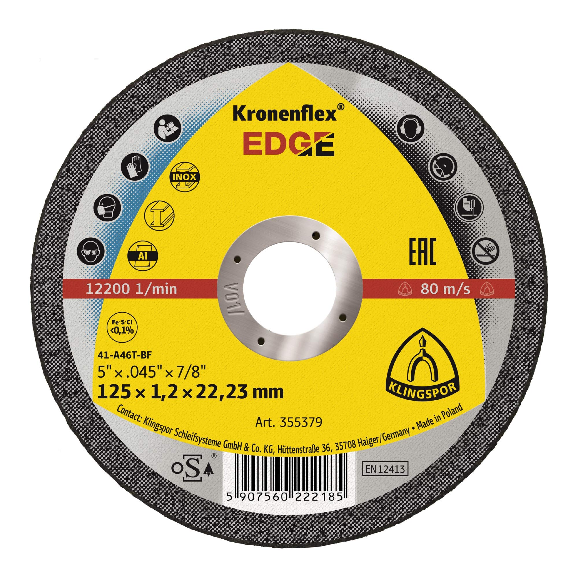 Disco de corte EDGE, 115 x 1,2 x 22,23 mm, recto, 25 unidades