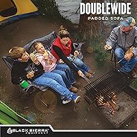 Vista 5 de Black Sierra - Silla de campamento plegable doble acolchada, sofá de campamento plegable de gran tamaño, sofá biplaza portátil para exteriores