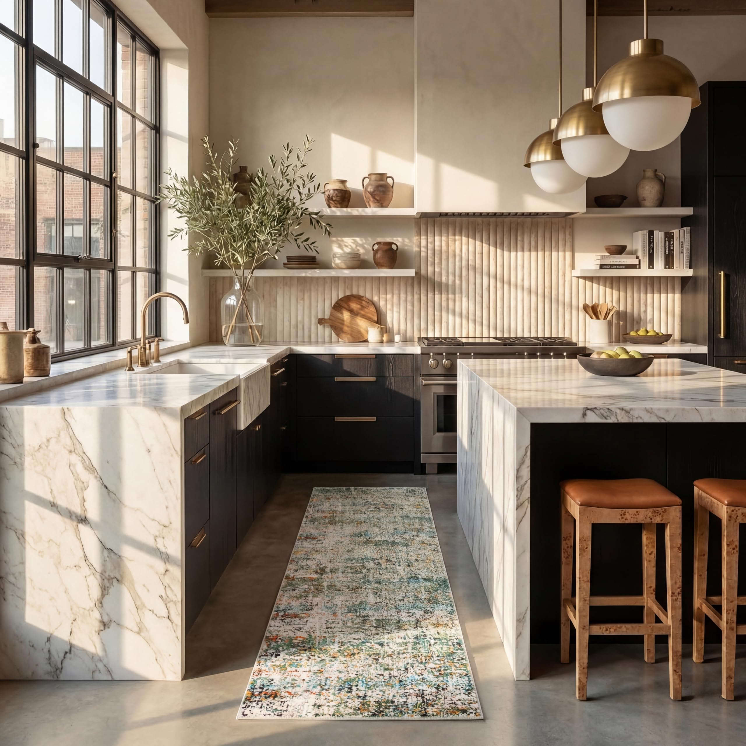 Safavieh Area Rug Madison Collection Short Pile Green & Turquoise 61 x 244 cm