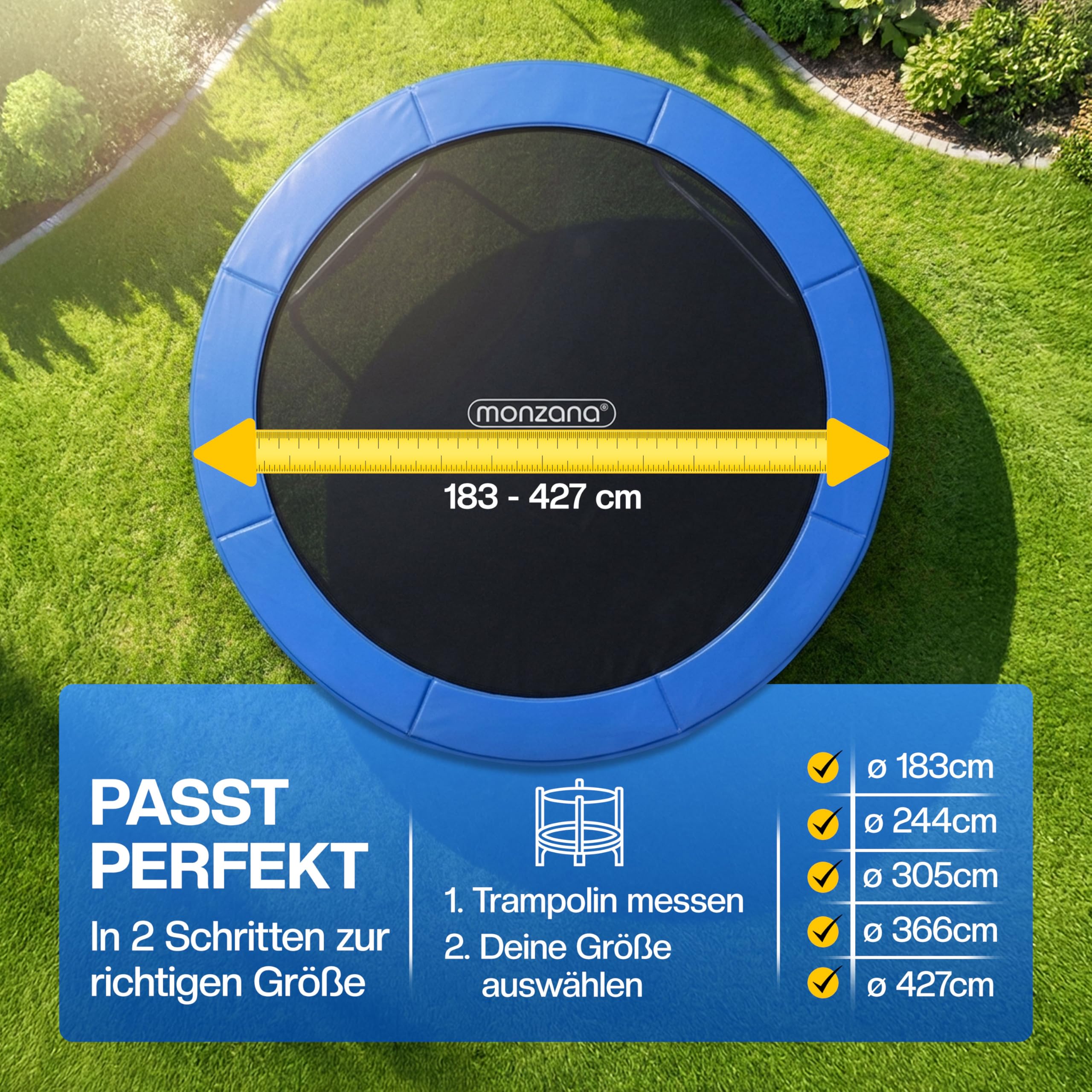 Monzana® Trampolin Randabdeckung Ø 183 244 305 366 427cm 30cm breit 100% UV-beständig reißfest wetterbeständig universell Federabdeckung Randschutz