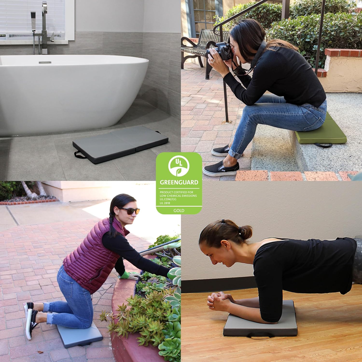 Factory Direct Partners 13677-HGFG Folding Foam Kneeling Pad with Sewn-in Handles and Non-Slip Bottom (2-Pack) - Hunter/Fern Green