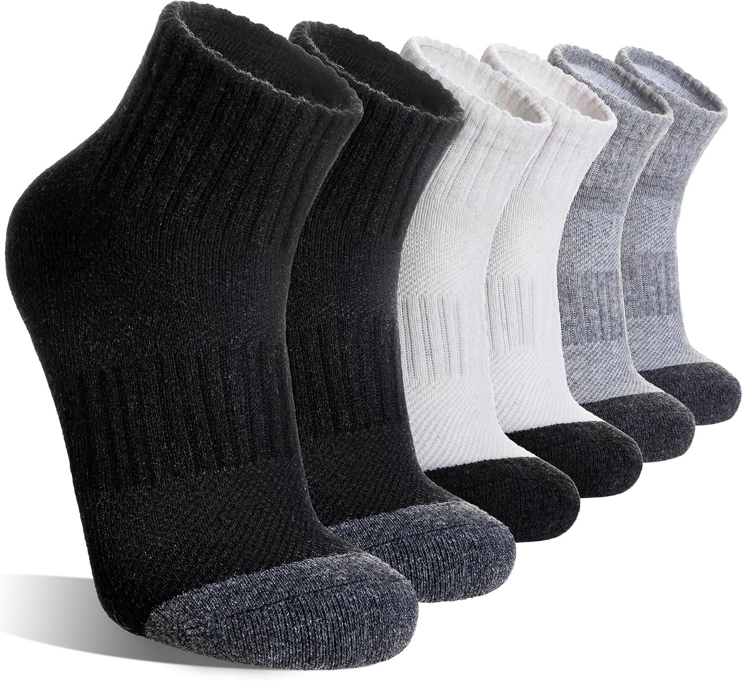 WEVIAS Merino Wool Quarter Ankle Socks For Mens Hiking Running Thick Cushion Thermal Compression Socks 6 Pairs