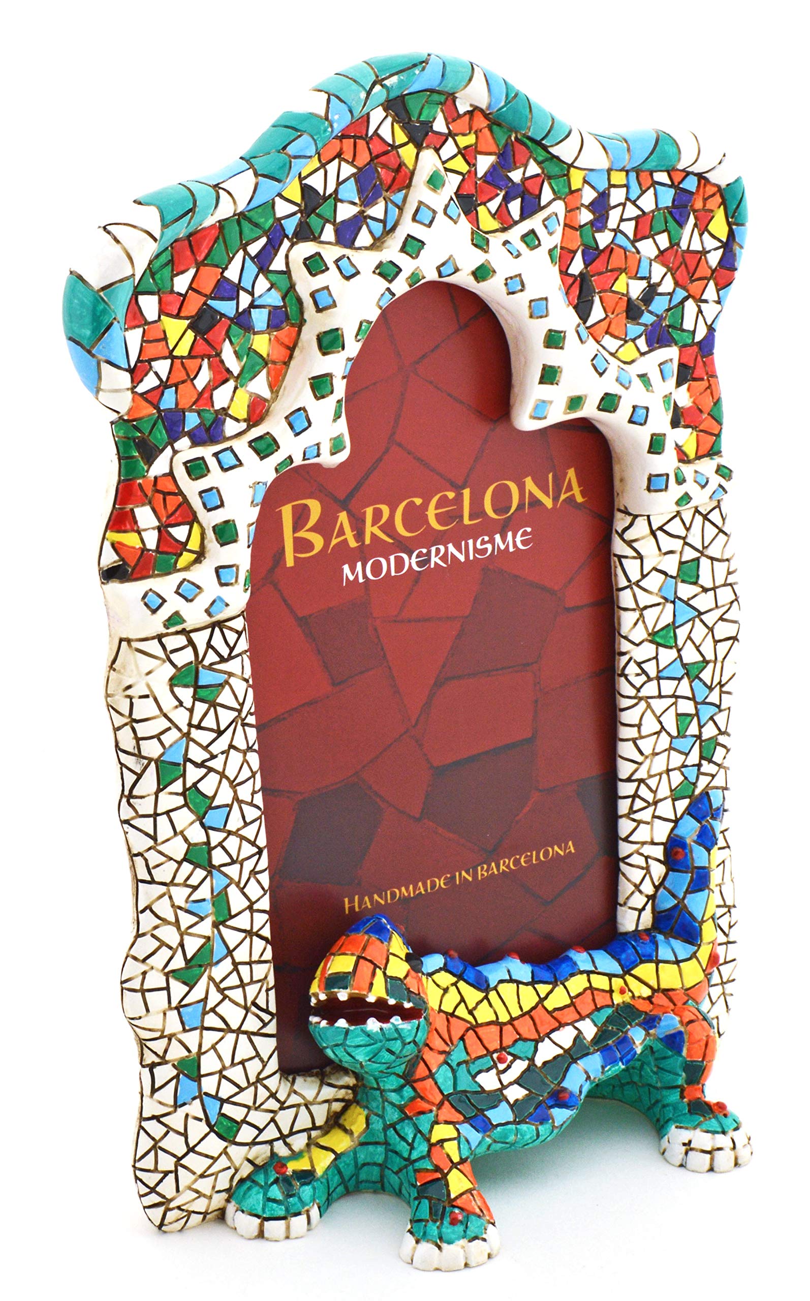 Art Escudellers 53096 - Dragon Guell Frame Dragon Park Güell Resin Photo Frame Inspired By The Modernist Architecture Of Barcelona Handpainted For Photos 13X17cm.