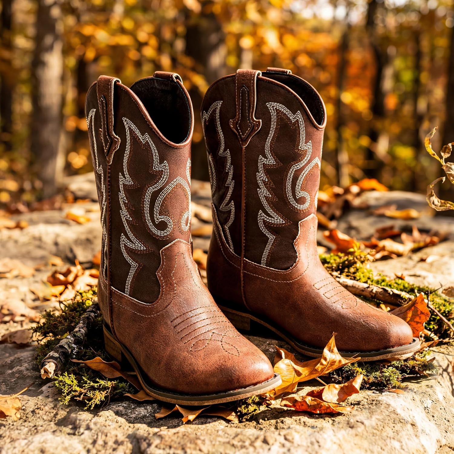 Motasha Girls Cowgirl Boots Unisex-Child Mid Calf Glitter Toddler Cowboy Boot Little Big Kids Western Riding Shoes
