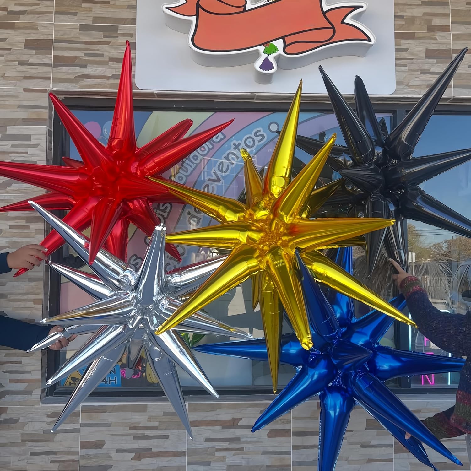 6 Pcs Red Star Balloons,22 Inch Red Starburst Balloons Star Foil Mylar Balloons for Birthday Party Wedding Christmas Anniversary Graduation Decorations