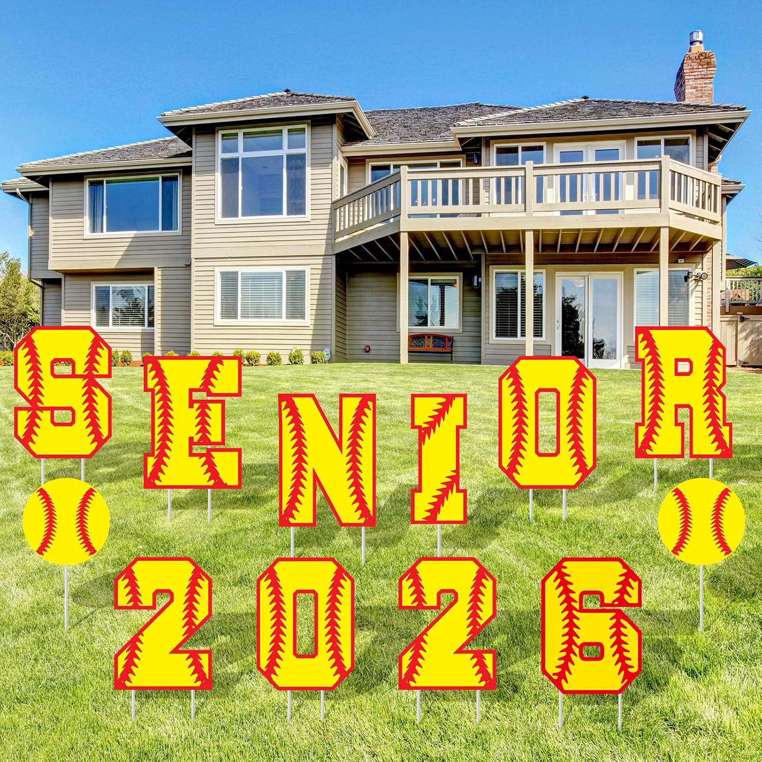 Vercraft 12 Pcs Baseball Yard Signs 2026 Senior Night Decorations, 15 Inch Large Senior 2026 Yard Sign with Stakes, Graduation Outdoor Lawn Decorations for Graduation Sport Theme Party