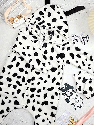 Miniatura 5 de AOTHSO Disfraz de perro dálmata para bebé, 5 piezas, disfraz de Halloween, traje de dálmata para cosplay, con guantes de cola, máscara