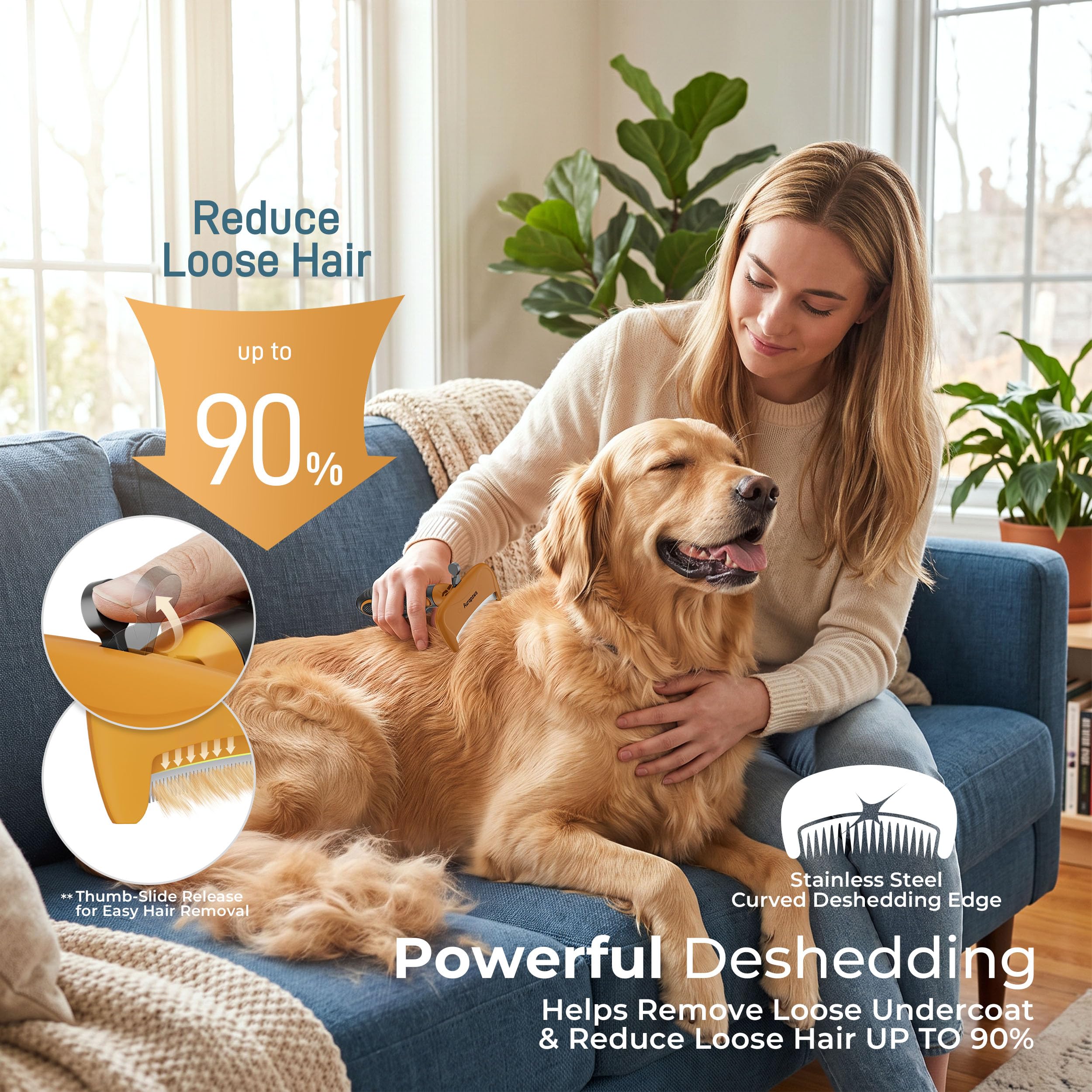 6-in-1 Hundepflegebürsten-Set, professionelle Enthaarungsbürste mit Zupfbürste, Borstenbürste, Haarentferner, Unterwollrechen für Hunde, Katzen und alle Fellarten, tägliche Fellpflege