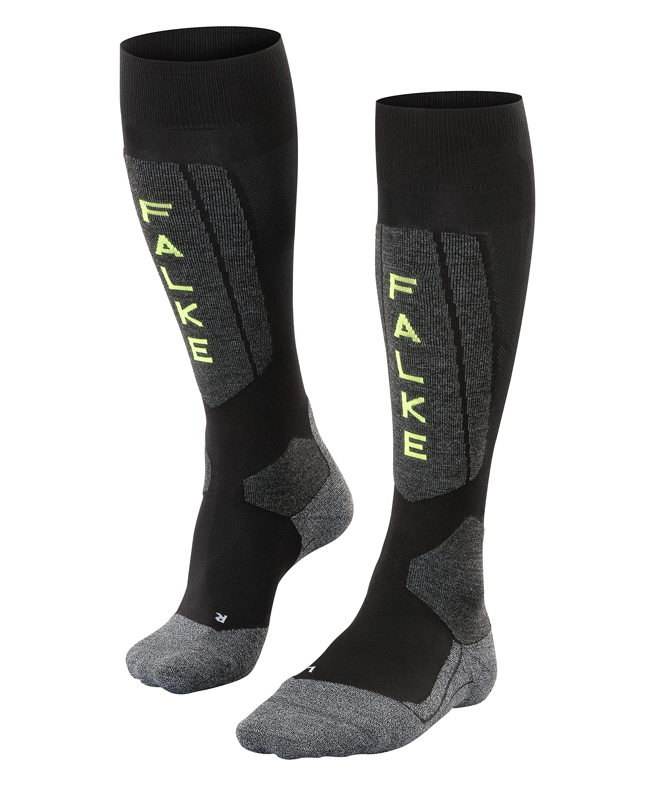FALKE Men's SK5 Ski Socks, Silk, Knee High, Ultra Light Cushion, Breathable Quick Dry, Winter Athletic Sock, Black (Black-Lightning 3171), 9-10, 1 Pair