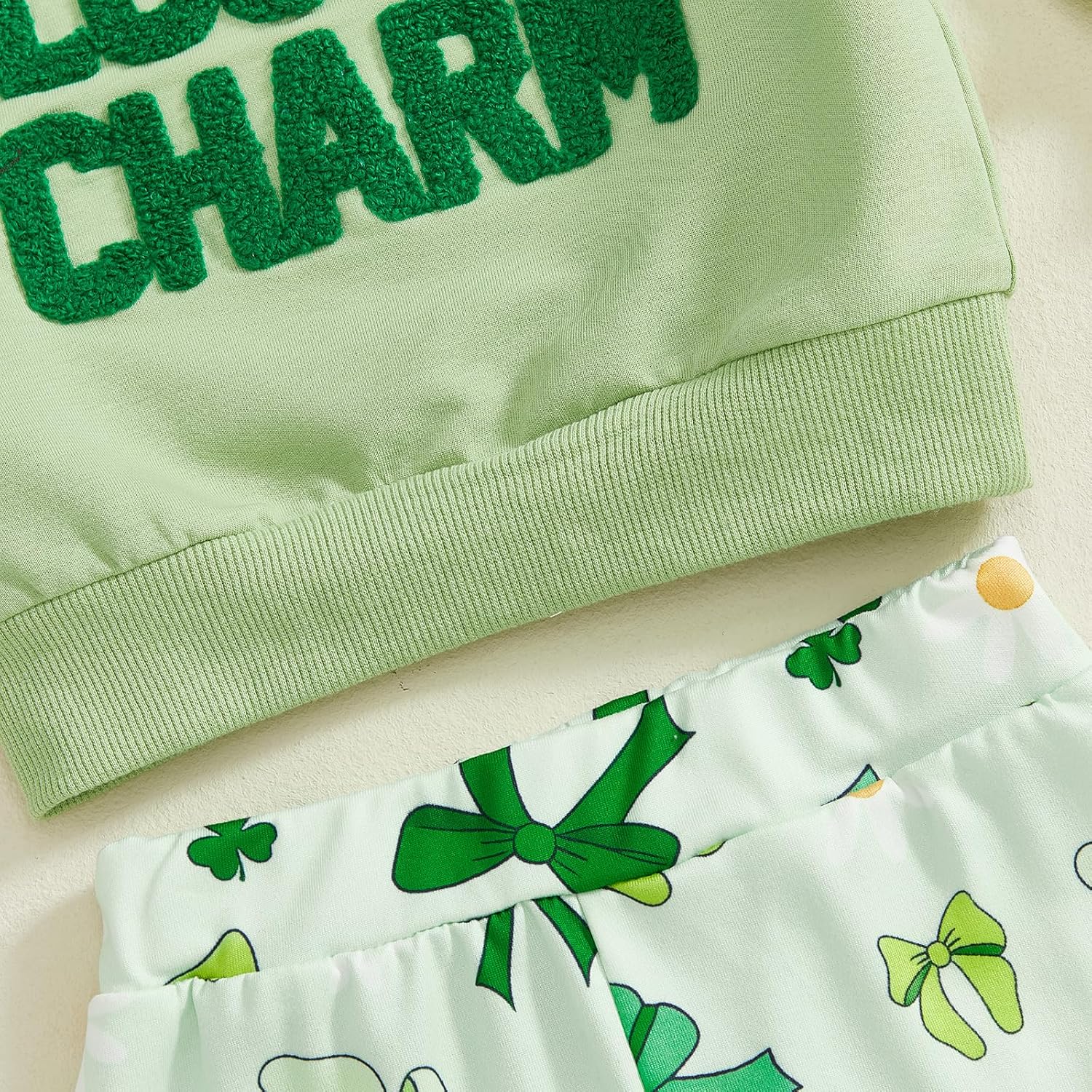 Toddler Girl St Patrick Daddy's Lucky Charm Shirt Shamrock Bow Flare Pants Infant Bell Bottoms Irish Festival Clothes