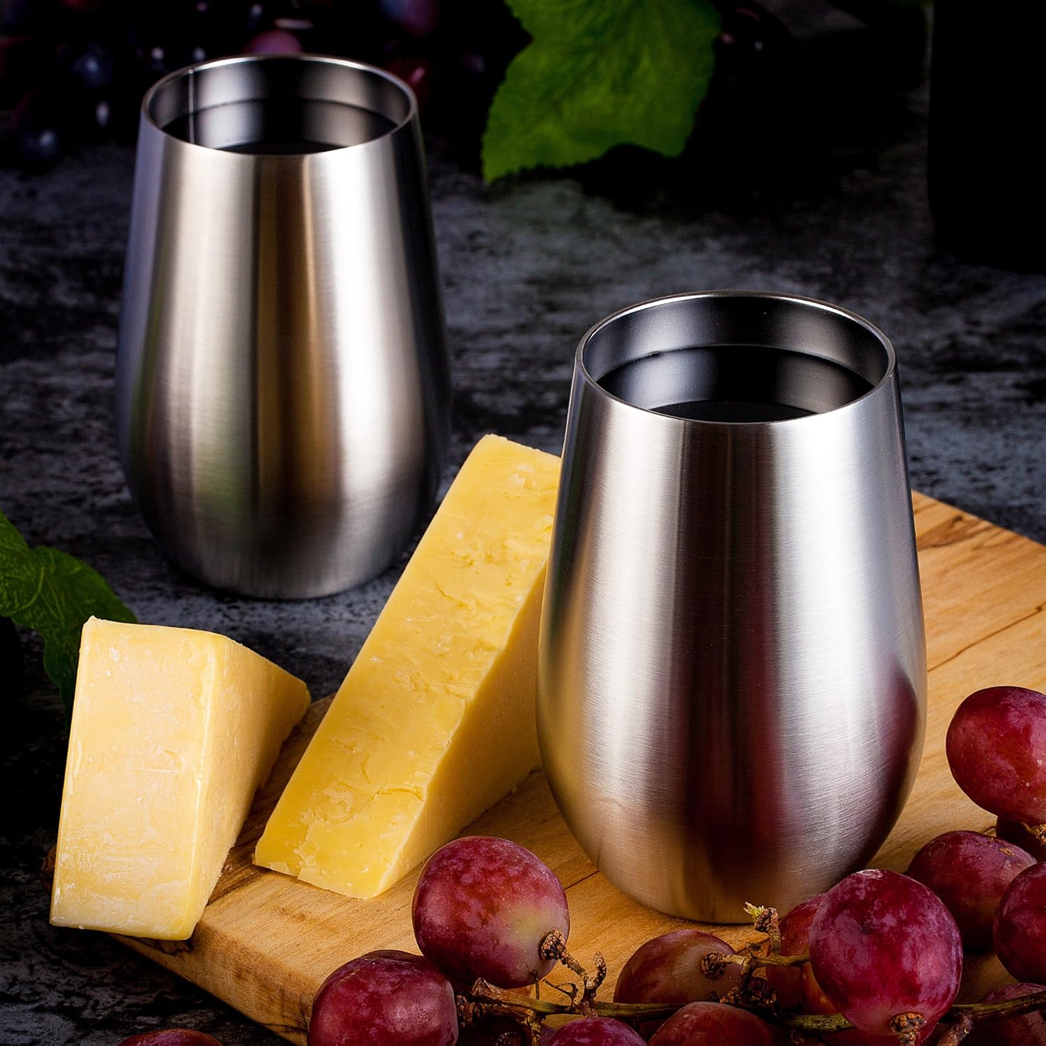Bеѕt Cуbеr Dеаlѕ 🔥 Outdoor Vacuum Insulated Wine Tumblers with Lids (Set of 2), Stainless Steel Glasses 12oz - Double Wall Stemless Metal Cup - Travel, Camping, Lightweight, Unbreakable, Portable, BPA Free