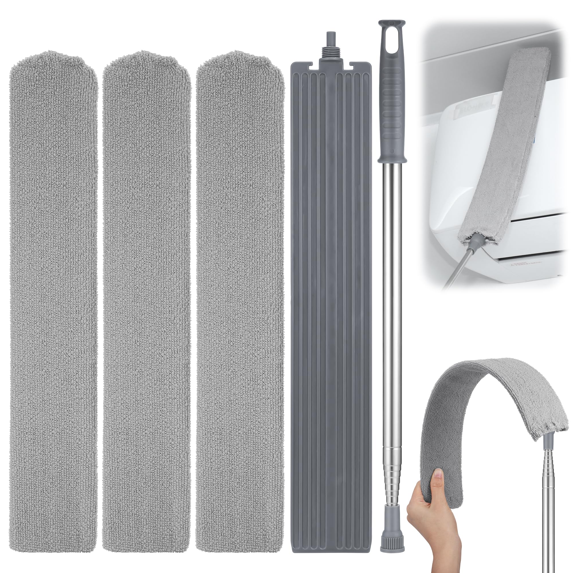 Kssvzz Plumeau Telescopique, Plumeau Microfibre Avec Poignée En Acier Inoxydable, Lavable Flexible Brosse à Poussière Pour Canapé-lit Plancher Meuble Voitures Poussière