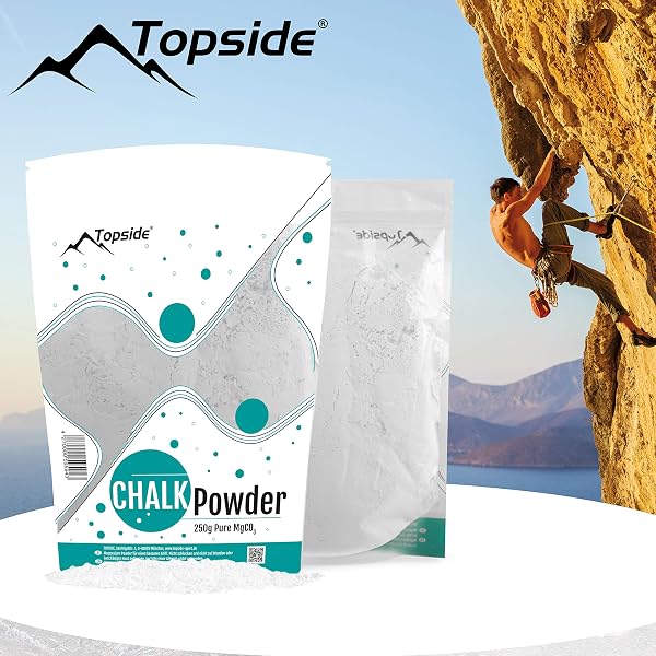 TOPSIDE Magnesite in Polvere (250 o 450 gr) per Arrampicata, Crossfit, Pesi, Palestra, Ginnastica, Calisthenics - 2