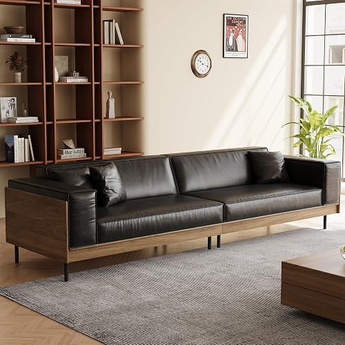 gaoyangjiaju 106.29 quot Black Leather 4-Seater product photo (Sofas & Sectionals) — ScooterReviewPro review