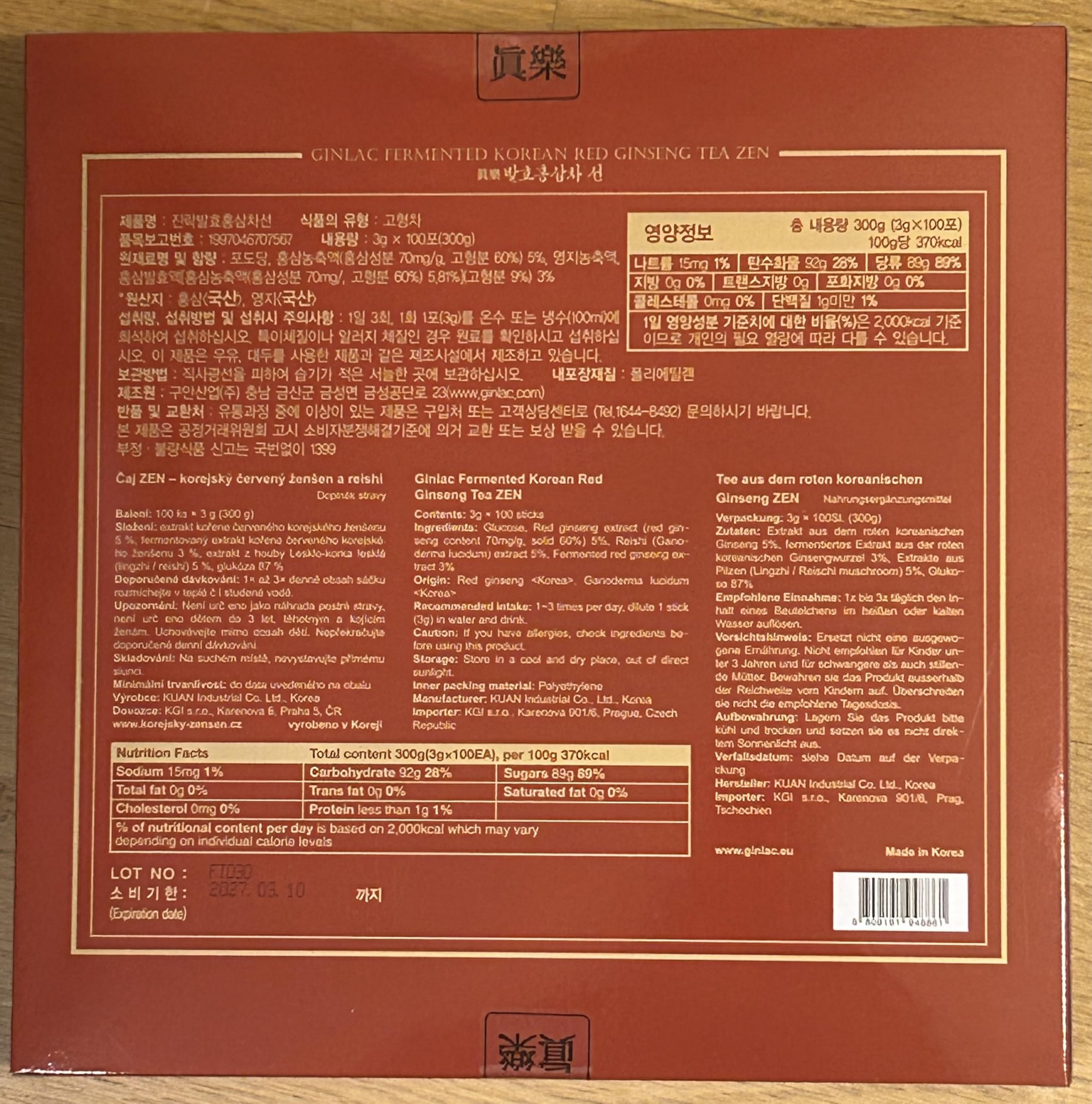 Té al ginseng rosso ZEN 100 bustine di té