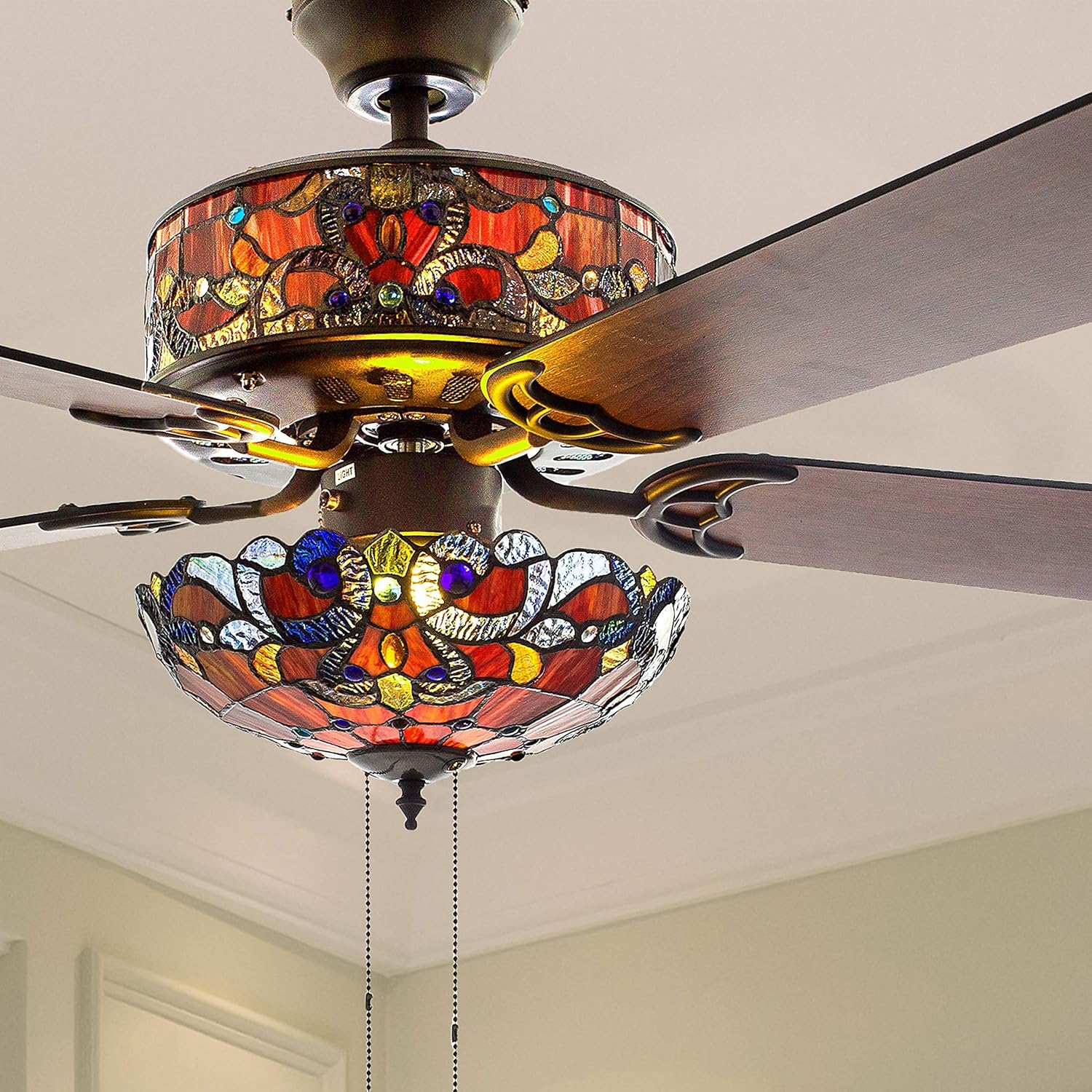 Popular 52 W Tiffany Style Stained Glass Magna Carta Ceiling Fan (Spice) Discount 70% 52 W Tiffany Style Stained Glass Magna Carta Ceiling Fan (Spice)
