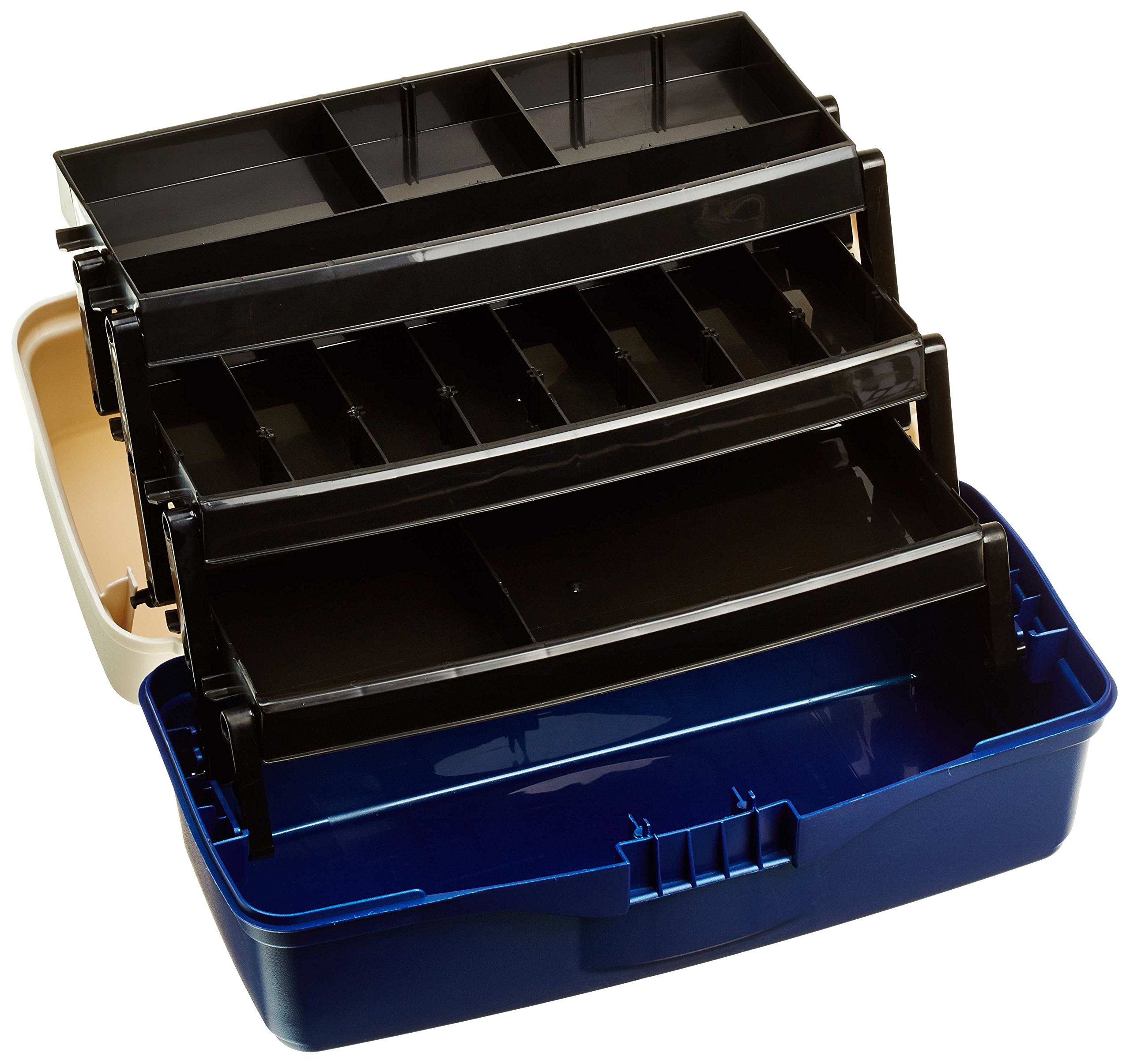 Boîte de 3 plateaux pivotants bleu avec rotation fluide 360
