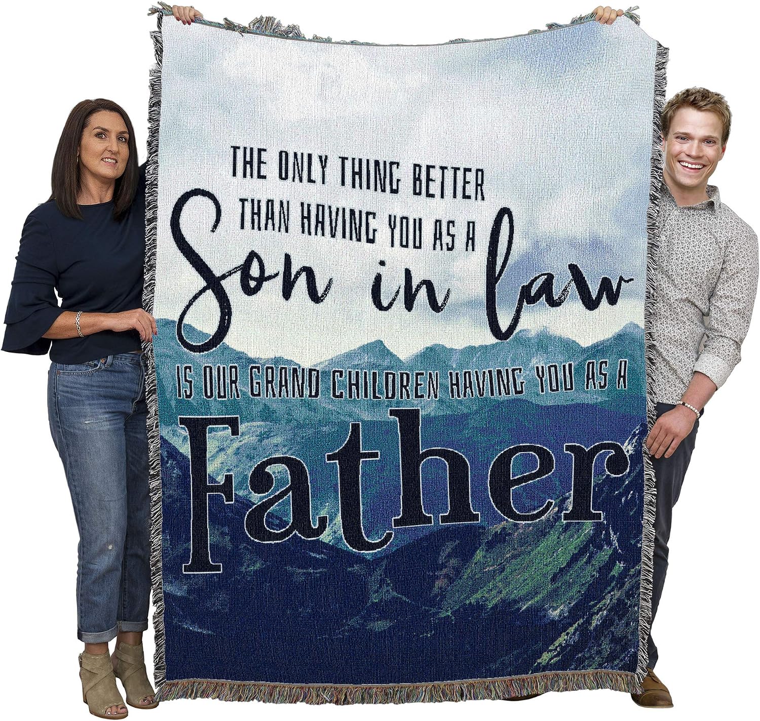 Pure Country Weavers The Only Thing Better Then Having You As a Son-in-Law Grandchildren Father Blanket Mountains - Gift Tapestry Throw Woven from Cotton - Made in the USA (72x54)
