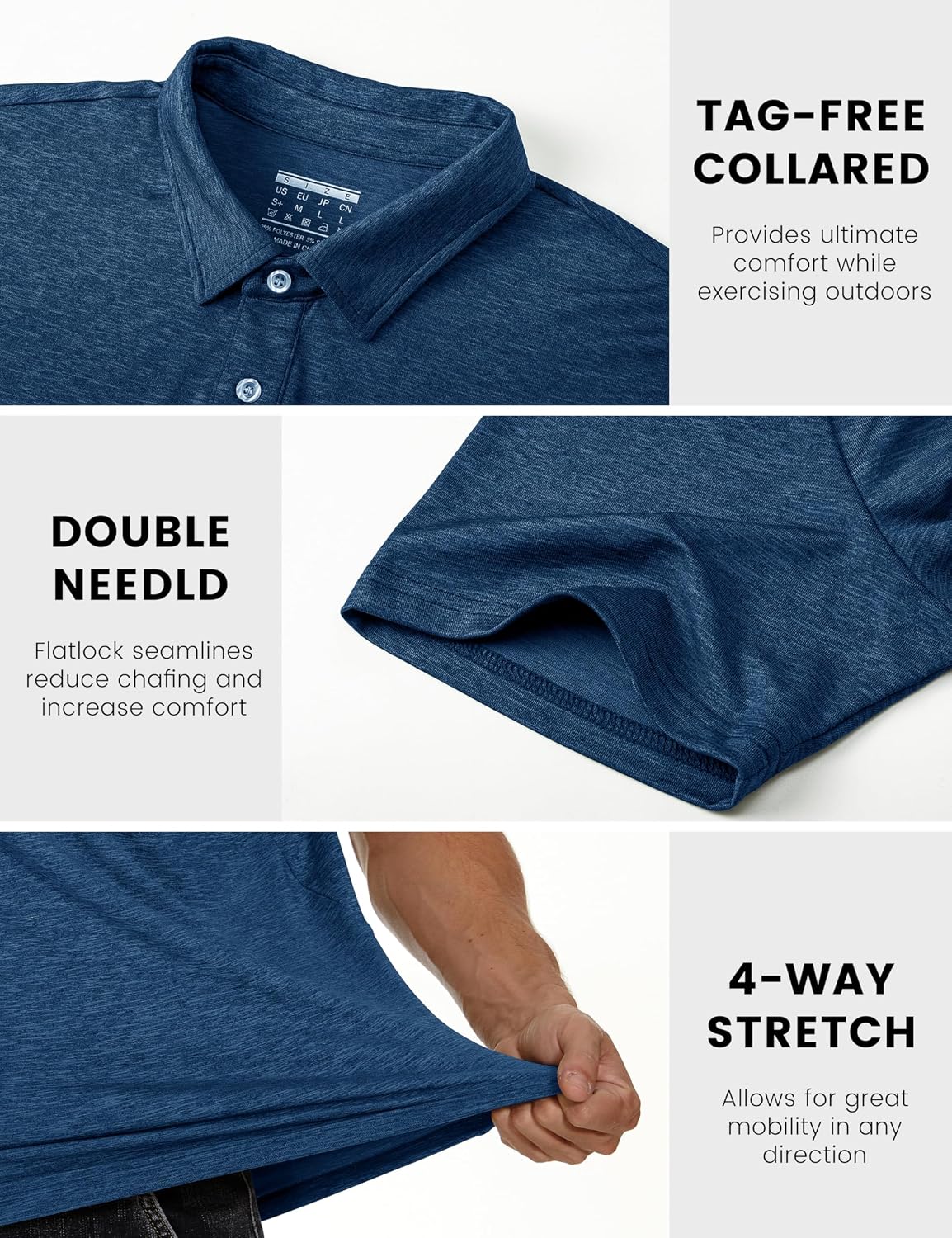 MAGCOMSEN Mens Polo Shirts Short Sleeve Moisture Wicking Performance Collared Shirt 3 Button Casual Work Golf Polos