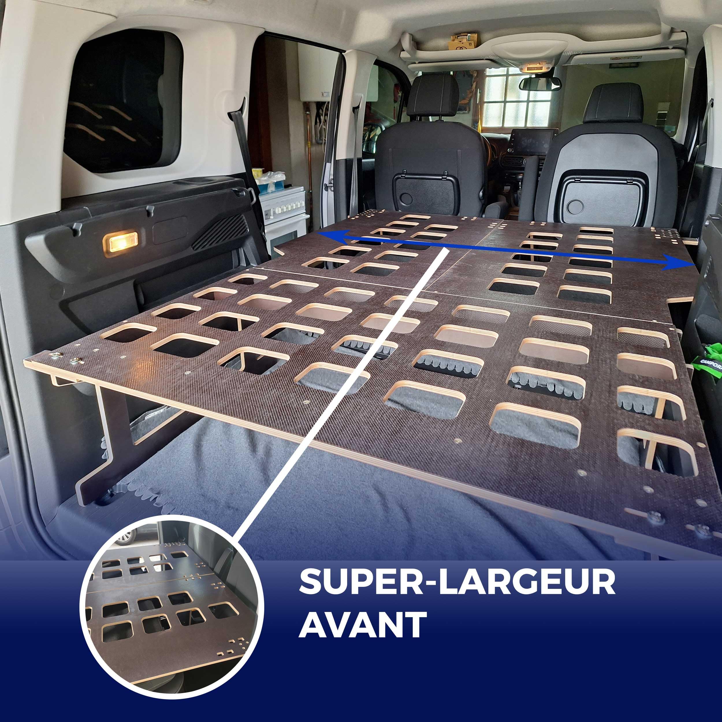 Lit Couchage Fourgon Aménagé Camporan – Lit Pliable avec Matelas, Sommier pour Minivan, legère, Compatible Berlingo Kangoo Rifter Courier II Dokker. sans Matelas