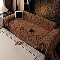 Vista 19 de VClife funda boho de sofá de felpilla para sofá seccional, funda antideslizante para sofá de 2 plazas, protector para mascotas con borlas, funda