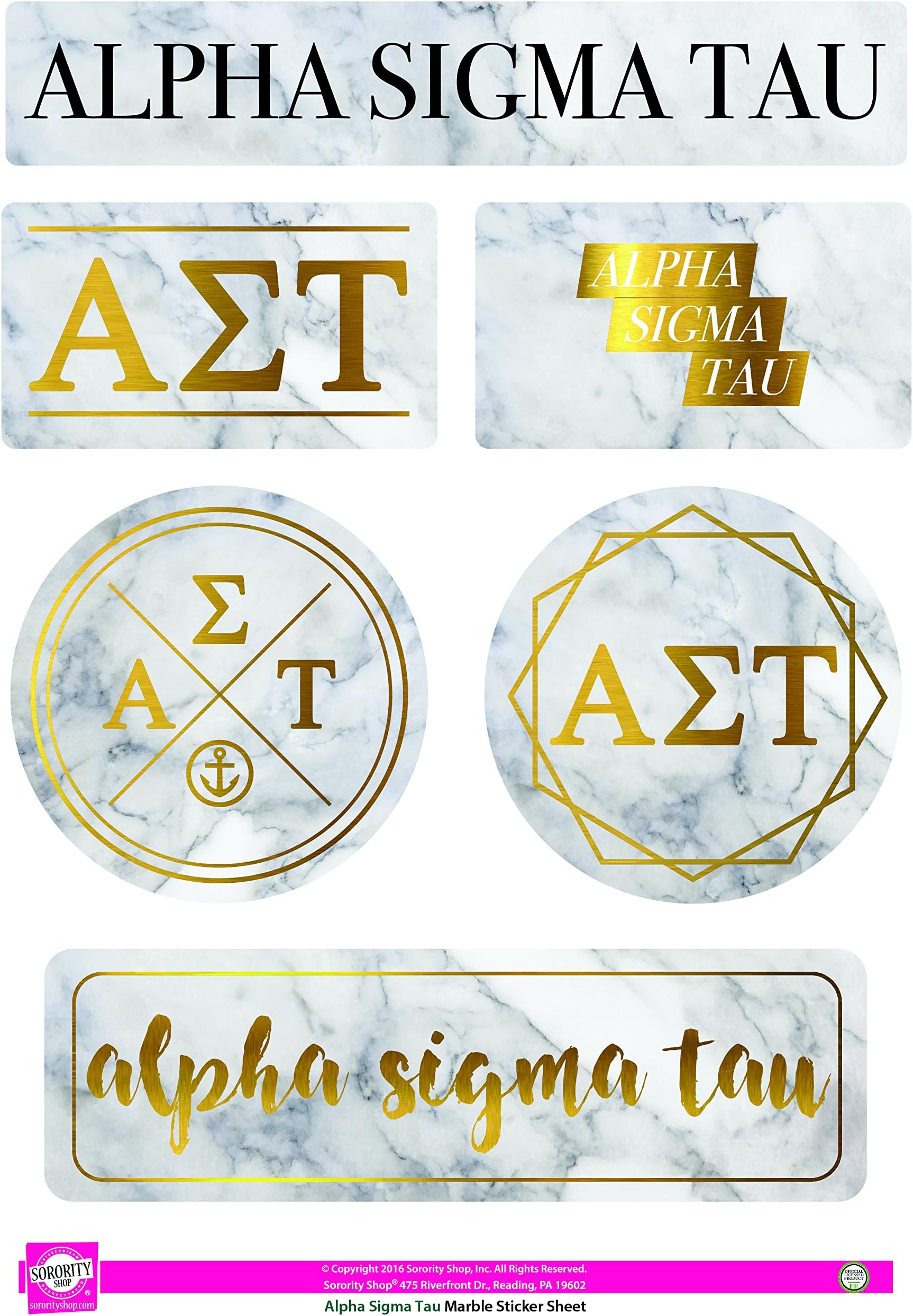 Alpha Sigma Tau - Sticker Sheet - Marble Theme