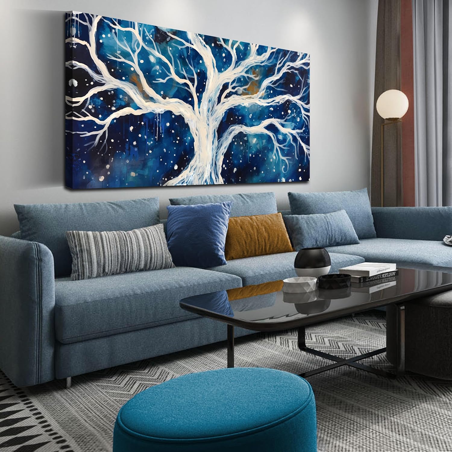 SIXTTART Tree of Life Wall Art Living Room - Modern Canvas Wall Art - Blue Wall Decor for Teen Girls Bedroom Ready to Hang Size 30" x 60" 2 SIXTTART Tree of Life Wall Art Living Room - Modern Canvas Wall Art - Blue Wall Decor for Teen Girls Bedroom Ready to Hang Size 30" x 60"